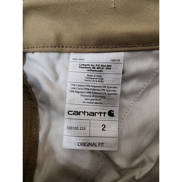 Carhartt Rugged Flex Original Fit Canvas Work Shorts Womens 2 Dark Khaki NEW - Picture 8 of 9